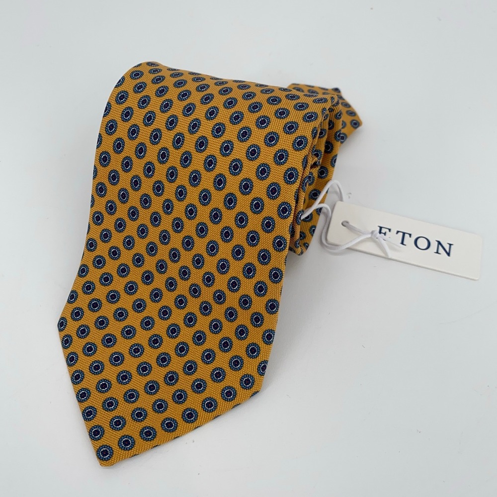 Eton Tie Mens One Size Multi Dotted Silk Classic‎ Luxury Necktie Italy Made NWT